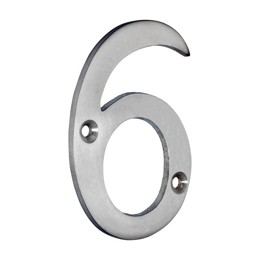 TIMCO Door Numeral 6 - Satin Chrome - 75mm - Image