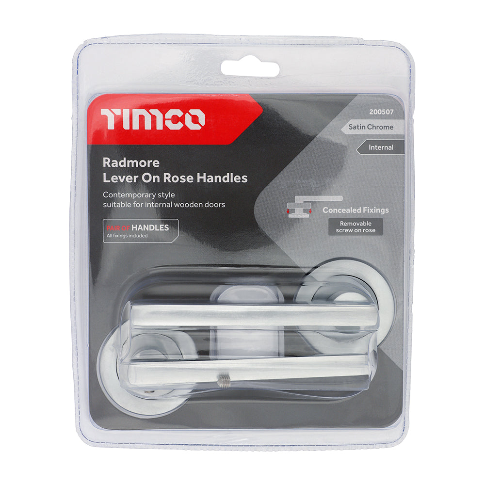 TIMCO  Radmore Lever On Rose Handles - Satin Chrome - 49mm - Image