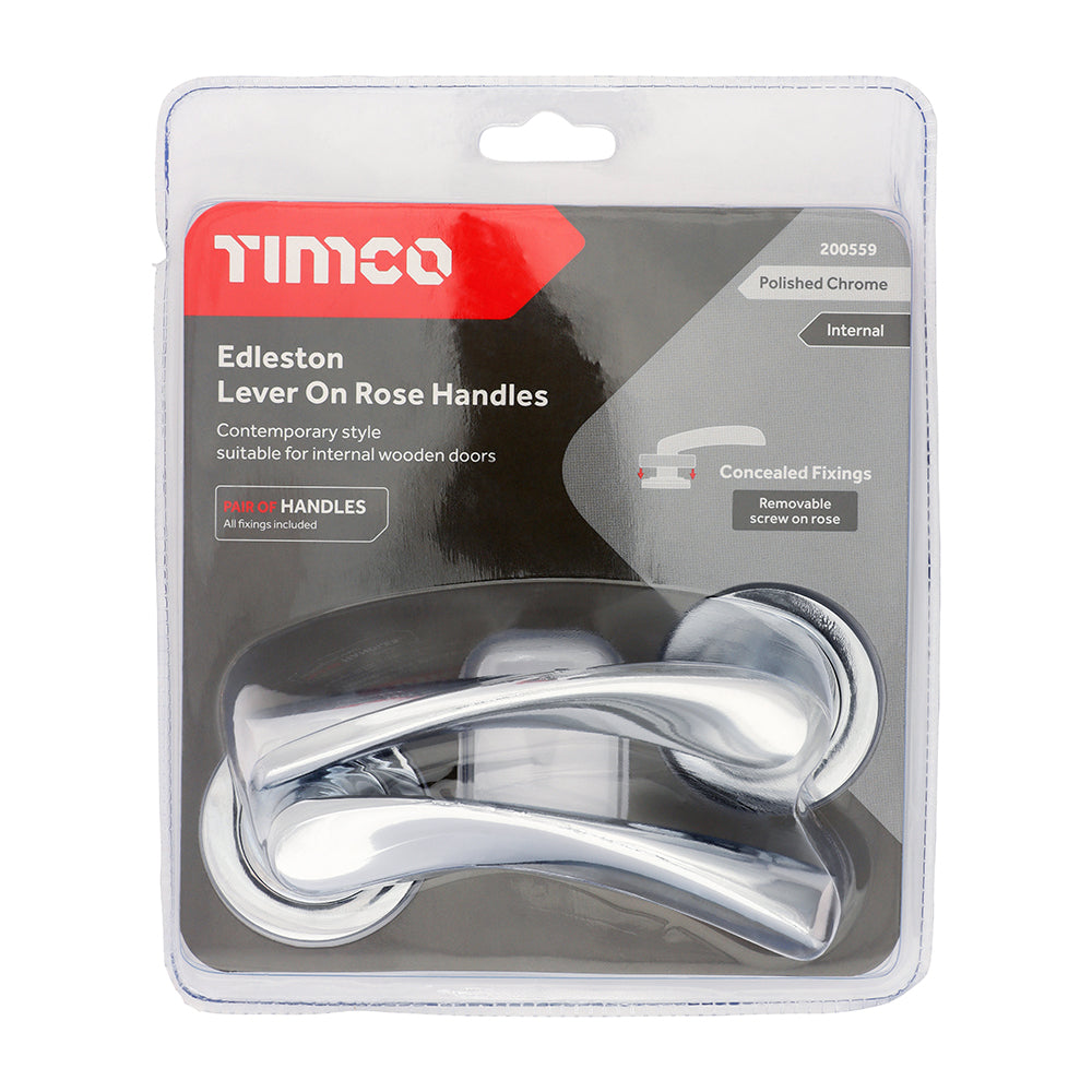 TIMCO Edleston Lever On Rose Handles - Polished Chrome - 49mm - Image