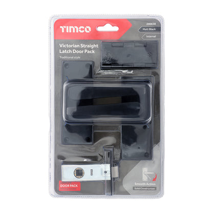TIMCO Victorian Straight Latch Door Pack - Matt Black - Mixed - Image