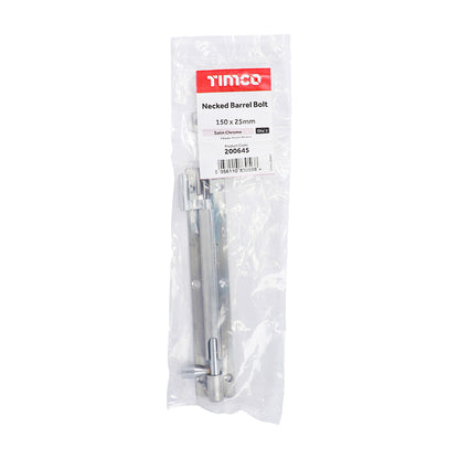 TIMCO Necked Barrel Bolt Satin Chrome - 150 x 25mm - Image