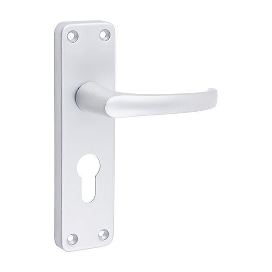 TIMCO Contractors Euro Profile Lever Lock Handles - Satin Anodised Aluminium - 155 x 40 - Image