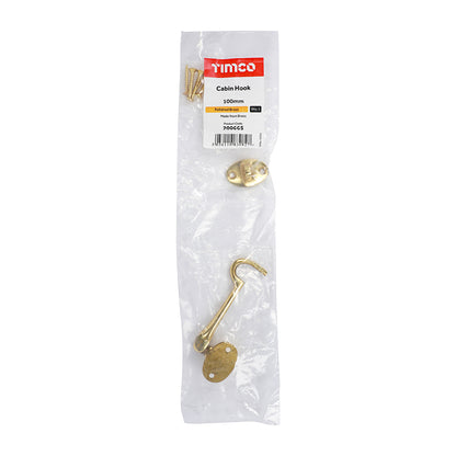 TIMCO Cabin Hook Polished Brass - 100mm - Image