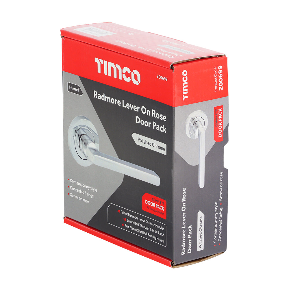 TIMCO Radmore Lever On Rose Internal Door Latch Pack - Polished Chrome - Mixed - Image