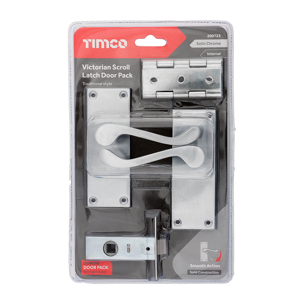 TIMCO Victorian Scroll Latch Door Pack - Satin Chrome - Mixed - Image