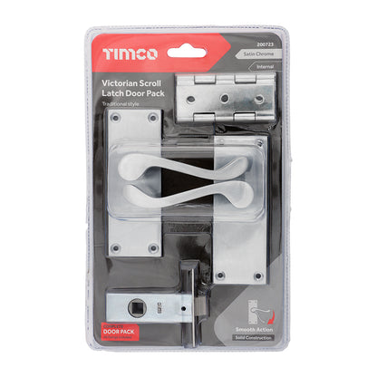 TIMCO Victorian Scroll Latch Door Pack - Satin Chrome - Mixed - Image