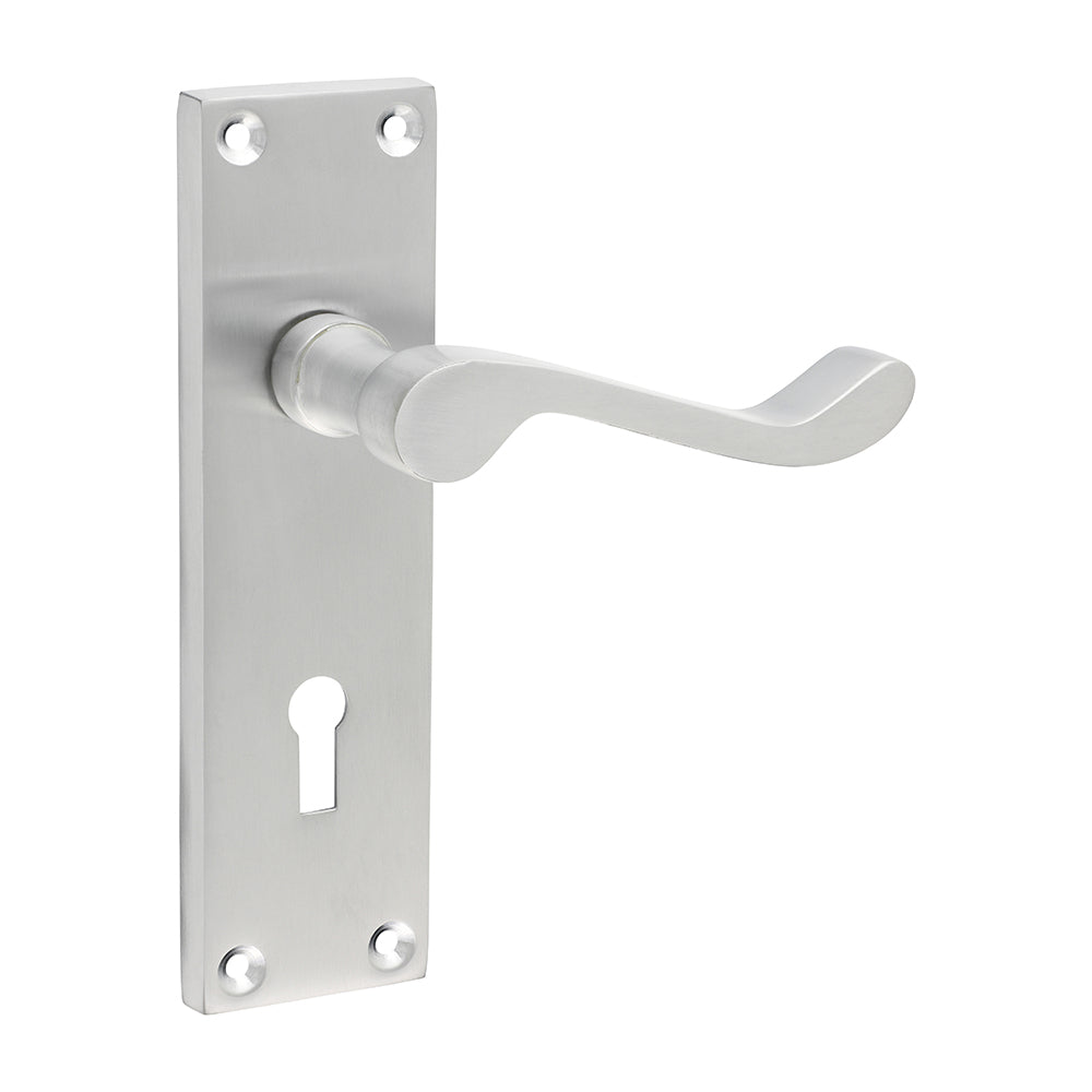 TIMCO Victorian Scroll Lock Handles - Satin Chrome - 151 x 42mm - Image