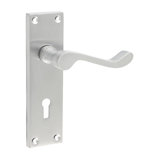 TIMCO Victorian Scroll Lock Handles - Satin Chrome - 151 x 42mm - Image