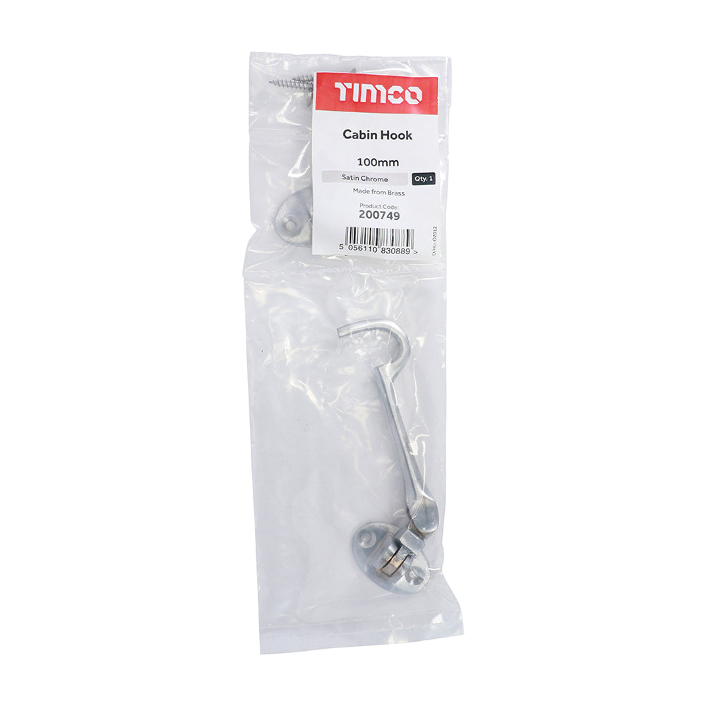 TIMCO Cabin Hook Satin Chrome - 100mm - Image