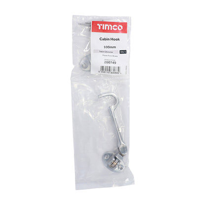 TIMCO Cabin Hook Satin Chrome - 100mm - Image