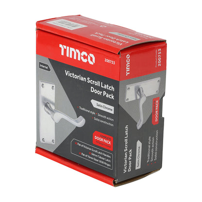 TIMCO Victorian Scroll Internal Door Latch Pack - Satin Chrome  - Mixed - Image