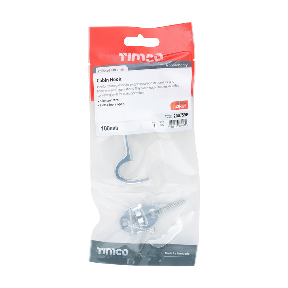 TIMCO Cabin Hook Polished Chrome - 100mm - Image