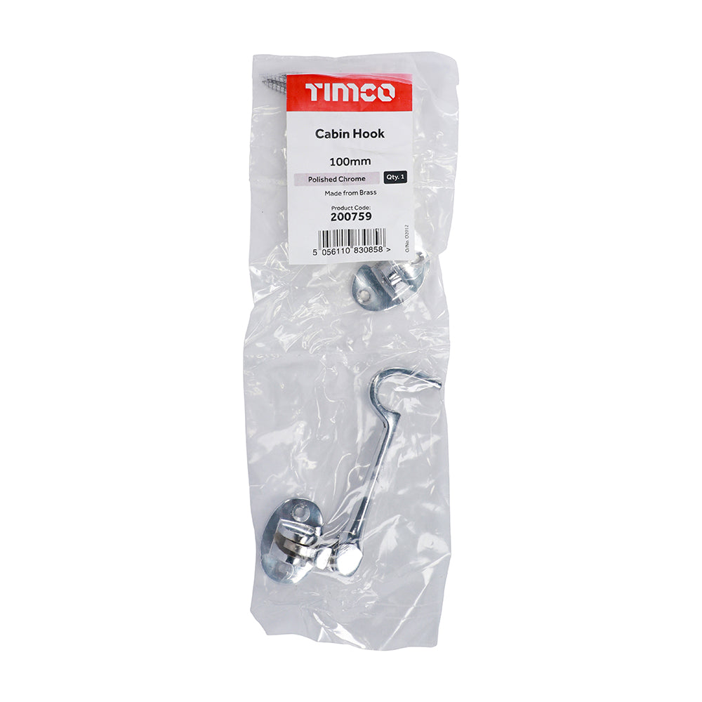 TIMCO Cabin Hook Polished Chrome - 100mm - Image