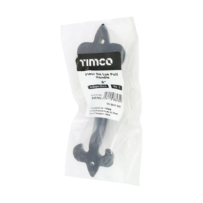 TIMCO Fleur De Lys Pull Handle - Antique Black - 6" - Image