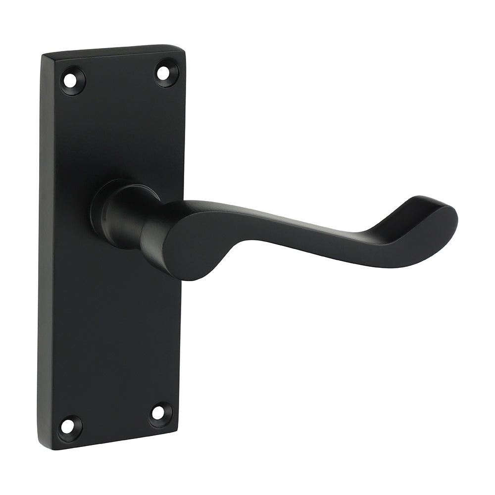 TIMCO Victorian Scroll Latch Handles - Matt Black - 114 x 42mm - Image