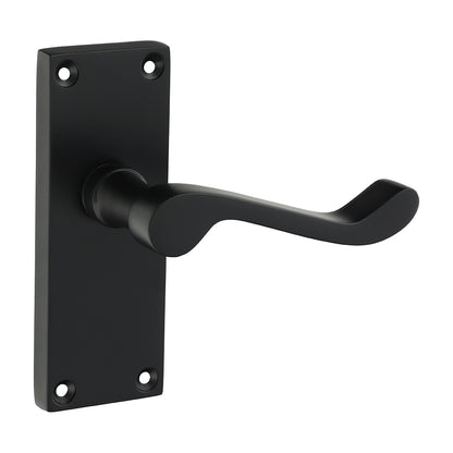 TIMCO Victorian Scroll Latch Handles - Matt Black - 114 x 42mm - Image