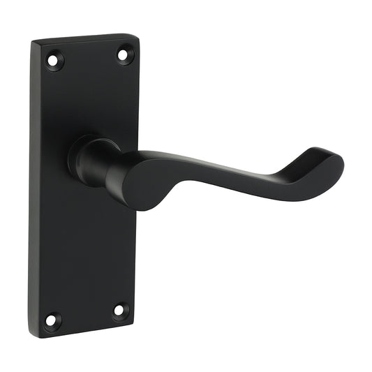 TIMCO Victorian Scroll Latch Handles - Matt Black - 114 x 42mm - Image