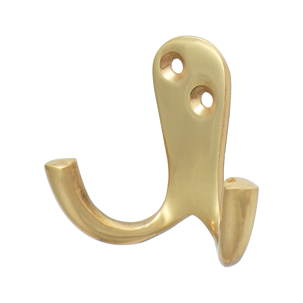 TIMCO Double Robe Hook Polished Brass - 47 x 24mm - Image