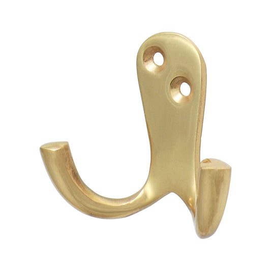 TIMCO Double Robe Hook Polished Brass - 47 x 24mm - Image
