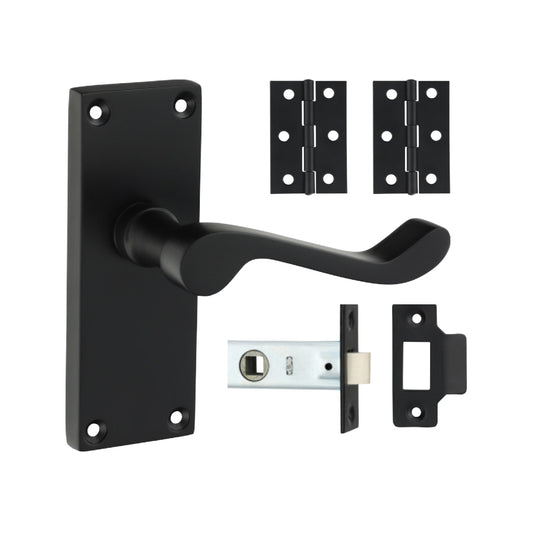 TIMCO Victorian Scroll Internal Door Latch Pack - Matt Black - Mixed - Image