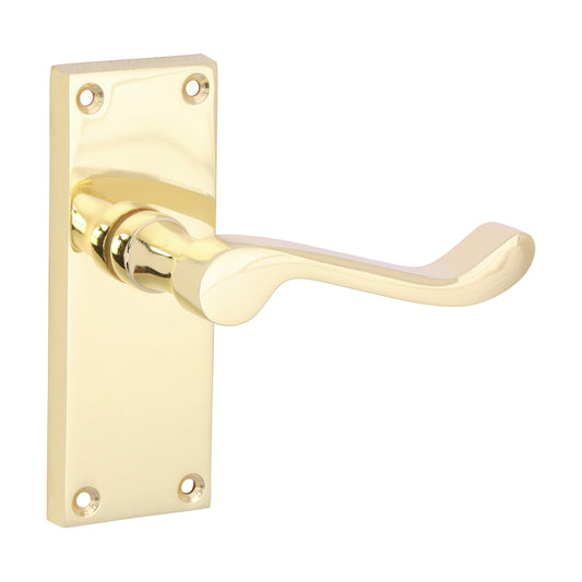 TIMCO Victorian Scroll Latch Handles - Polished Brass - 114 x 42 - Image