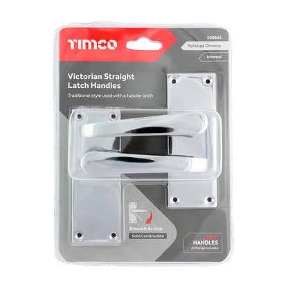 TIMCO Victorian Straight Latch Handles - Polished Chrome - 114 x 42mm - Image