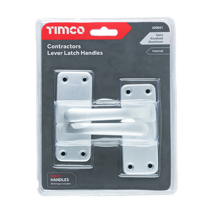 TIMCO Contractors Lever Latch Handles - Satin Anodised Aluminium - 103 x 40 - Image