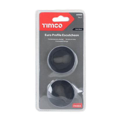 TIMCO Euro Profile Escutcheon - Matt Black - 49mm - Image