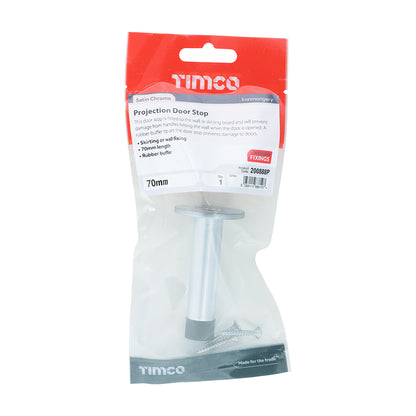 TIMCO Projection Door Stop Satin Chrome - 70mm - Image