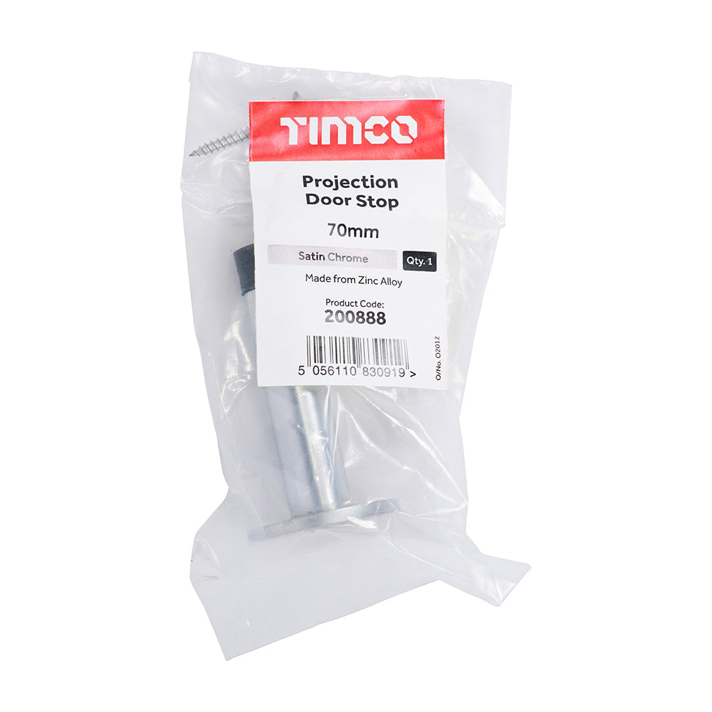 TIMCO Projection Door Stop Satin Chrome - 70mm - Image