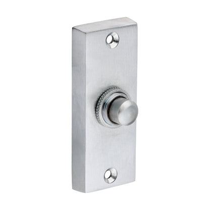 TIMCO Traditional Door Bell Push - Satin Chrome - 80 x 31mm - Image