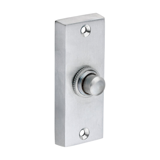 TIMCO Traditional Door Bell Push - Satin Chrome - 80 x 31mm - Image