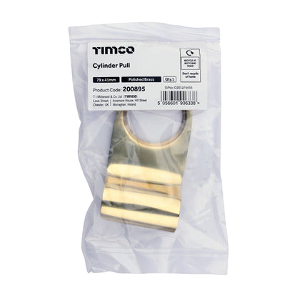 TIMCO Cylinder Pull - Polished Brass - 79 x 41mm - Image