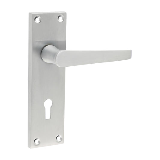 TIMCO Victorian Straight Lock Handles  - Satin Chrome - 151 x 42mm - Image
