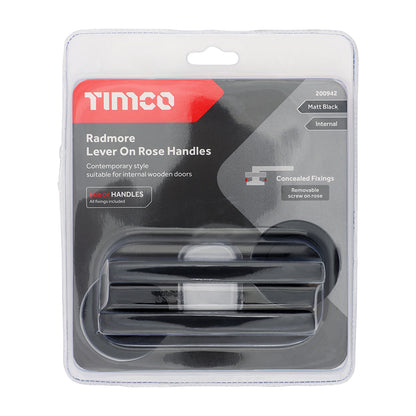 TIMCO Radmore Lever On Rose Handles - Matt Black - 49mm - Image