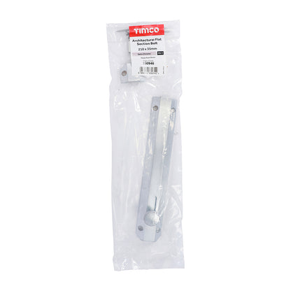 TIMCO Architectural Flat Section Bolt Satin Chrome - 210 x 35mm - Image