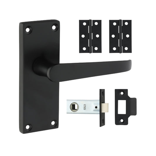 TIMCO Victorian Straight Internal Door Latch Pack - Matt Black - Mixed - Image