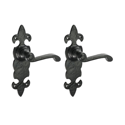 TIMCO Fleur De Lys Ornate Lever Latch Handles - Antique Black - 195 x 55 - Image
