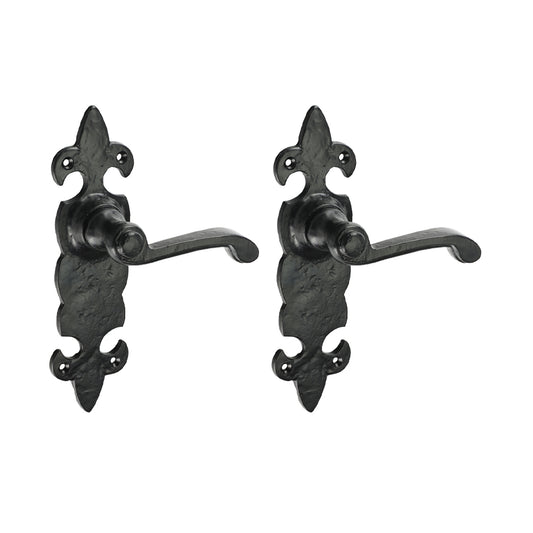 TIMCO Fleur De Lys Ornate Lever Latch Handles - Antique Black - 195 x 55 - Image