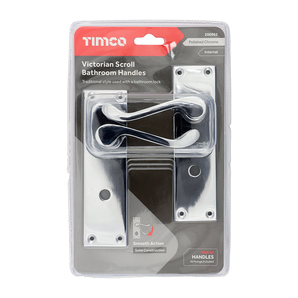 TIMCO Victorian Scroll Latch Handles - Polished Chrome - 151 x 42mm - Image