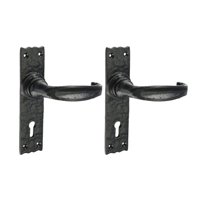 TIMCO Narrow Style Lever Lock Handles - Antique Black - 155 x 37 - Image