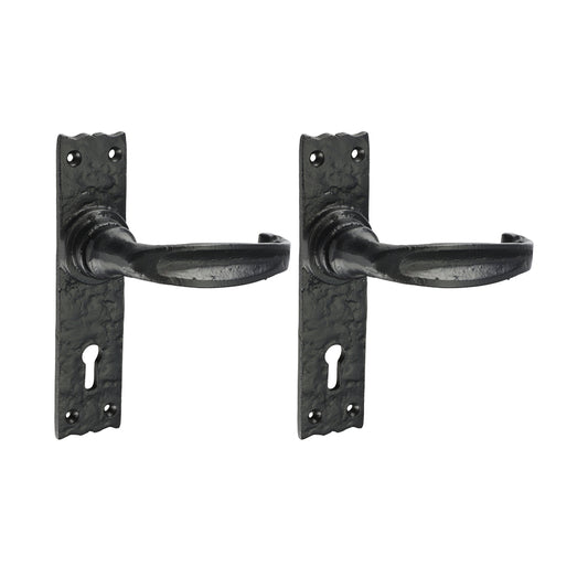 TIMCO Narrow Style Lever Lock Handles - Antique Black - 155 x 37 - Image