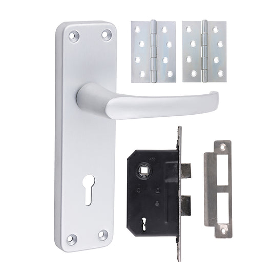 TIMCO Contractors 3L Lock Door Pack - Satin Anodised Aluminium - 154 x 40 - Image