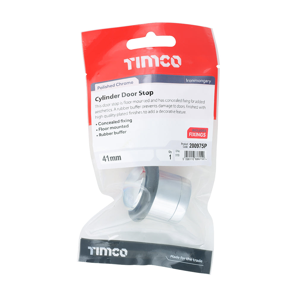 TIMCO Cylinder Door Stop Polished Chrome - 41mm - Image