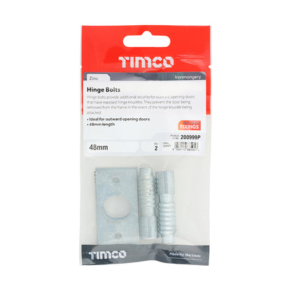 TIMCO Hinge Bolt Zinc - 48mm - Image