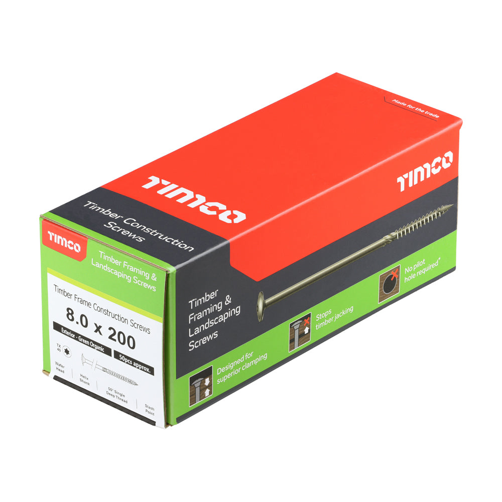 TIMCO Wafer Head Exterior Green Timber Screws  - 8.0 x 200 - Image