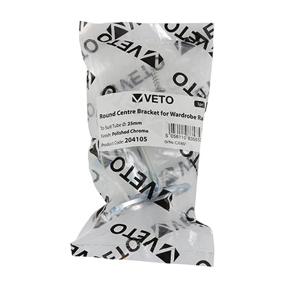 TIMCO Centre Bracket For Round Tube Polished Chrome - 25mm - Image