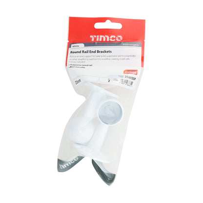TIMCO End Bracket For Round Tube White - 25mm - Image