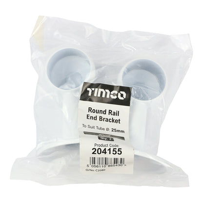 TIMCO End Bracket For Round Tube White - 25mm - Image