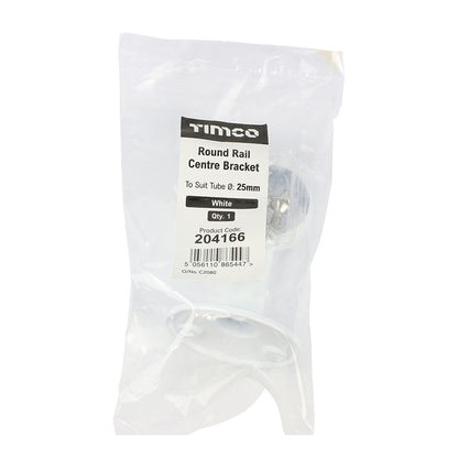 TIMCO Centre Bracket For Round Tube White - 25mm - Image